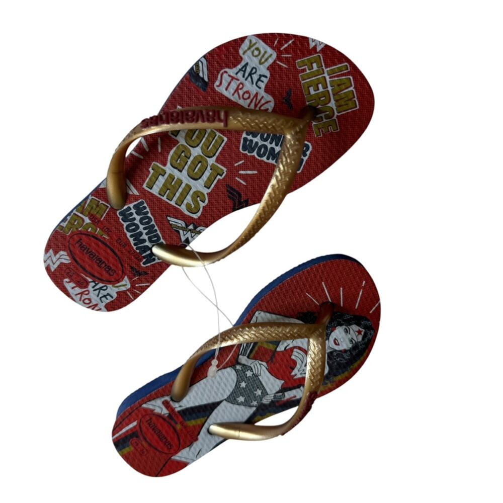 Havaianas Kids Wonder Woman Flip Flops Sandals Superhero Character Girls 10C - Picture 4 of 5